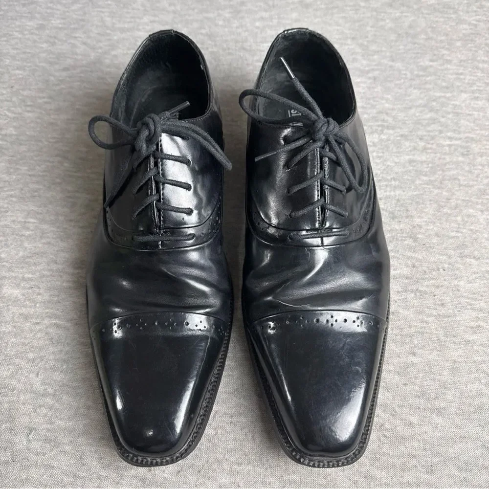 Stacy Adams Mens‎ Oxford Lace Shoe Black Leather Size 10 M Tie Up 20135-001